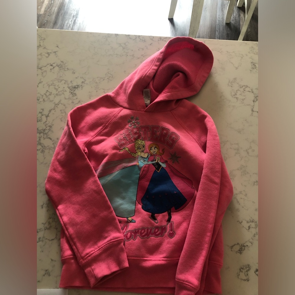 Girls' Bright Pink Hooded Frozen Sweatshirt Size 6